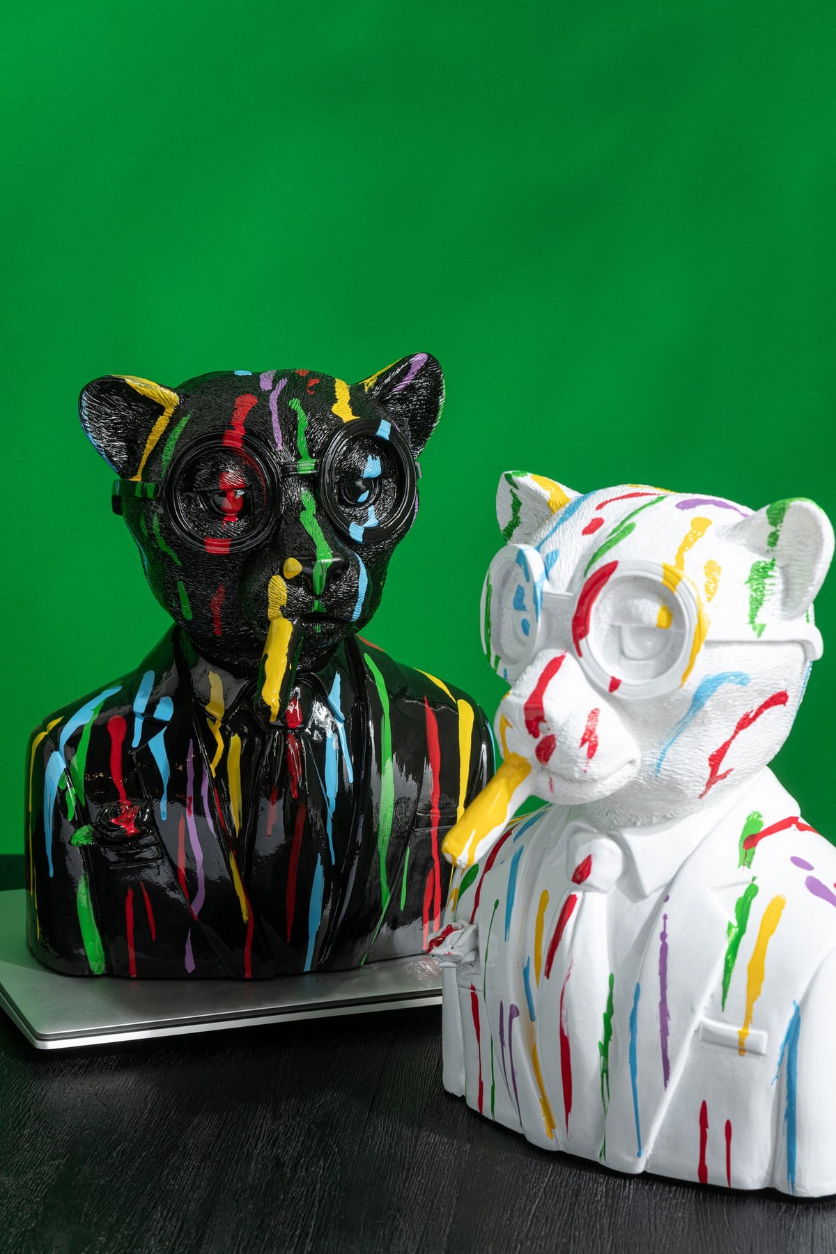 J-Line decoratie Luipaard Verfvlekken - polyresin - zwart/mix