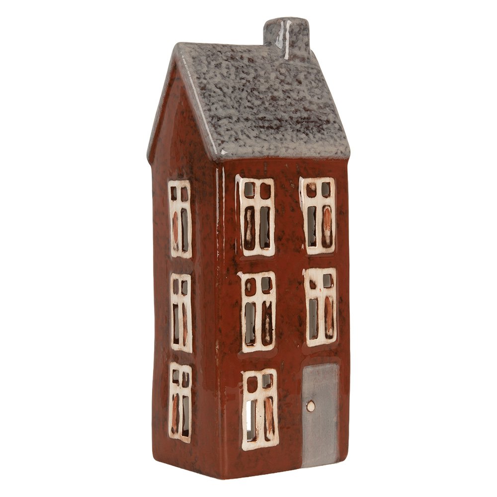Waxinelichthouder Huis 10x7x26 cm Bruin Keramiek