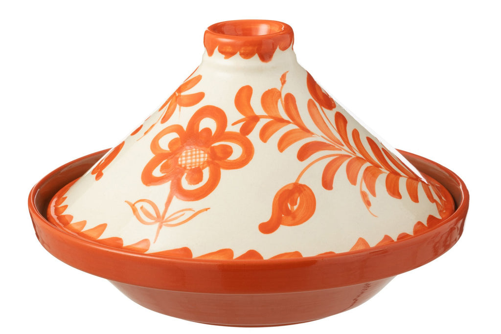 J-Line tajine Granada - keramiek - wit/oranje