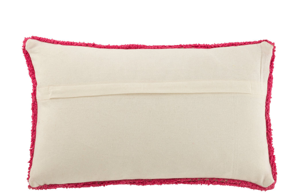 J-Line Kussen Cia Getuft Katoen Roze/Wit