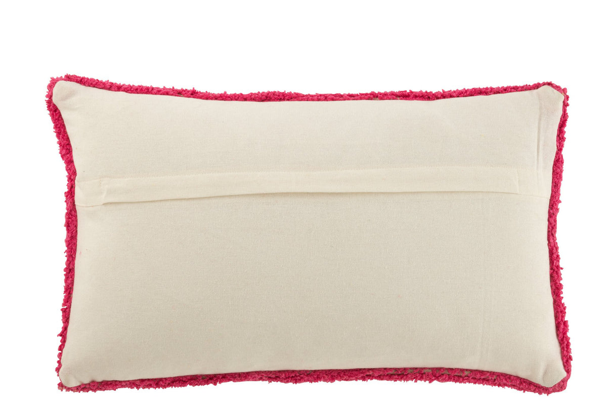 J-Line Kussen Cia Getuft Katoen Roze/Wit