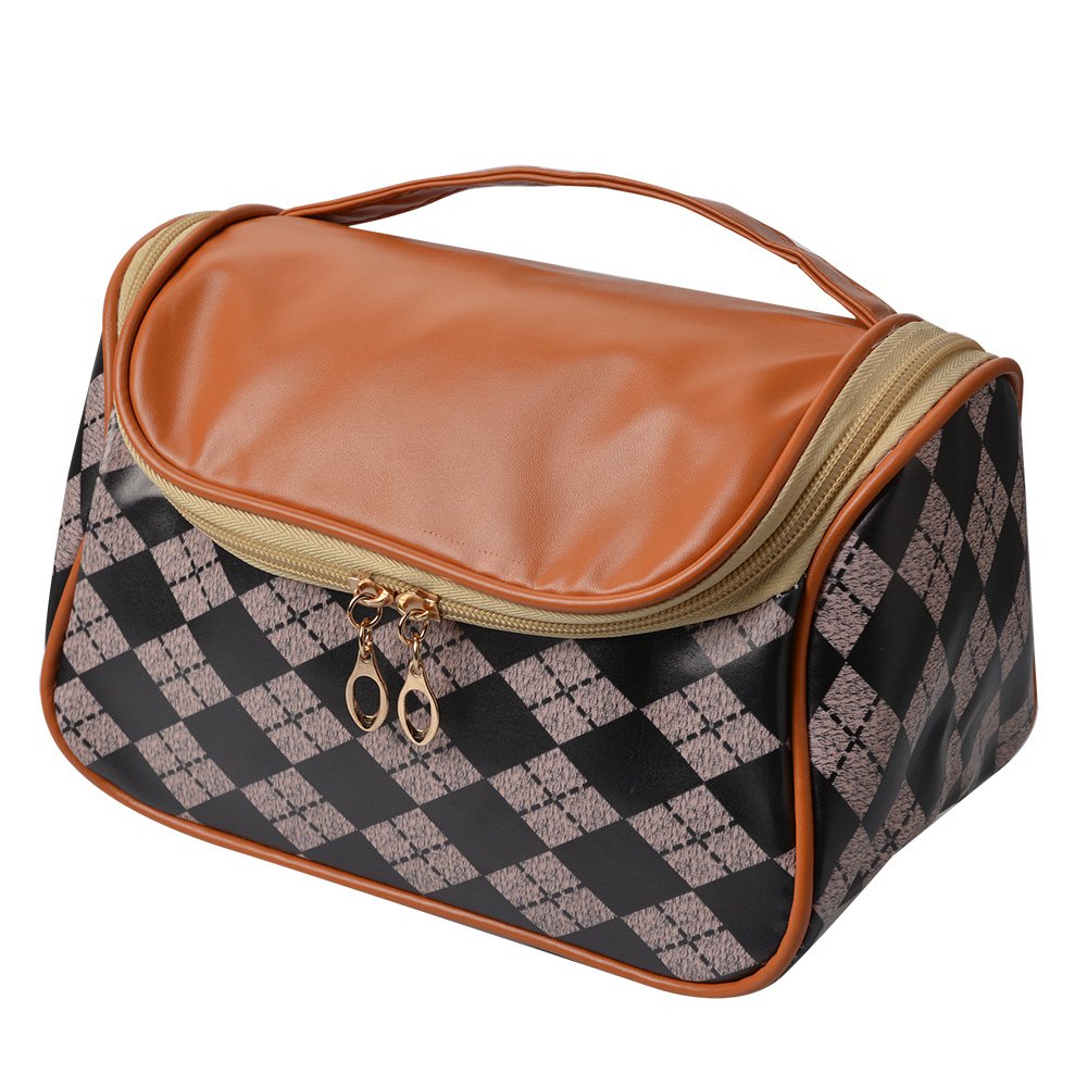 Toilettas Dames 22x13x14 cm Zwart Bruin Polyester Make-Up Tasje