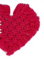 Tweekleurige hartvormige onderzetters – macrame geweven textiel – set van 2