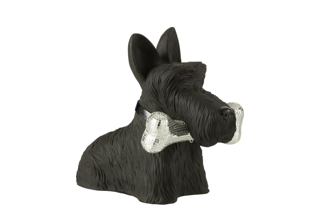 J-Line decoratie Schotse Terrier + Bot - polyresin - zwart