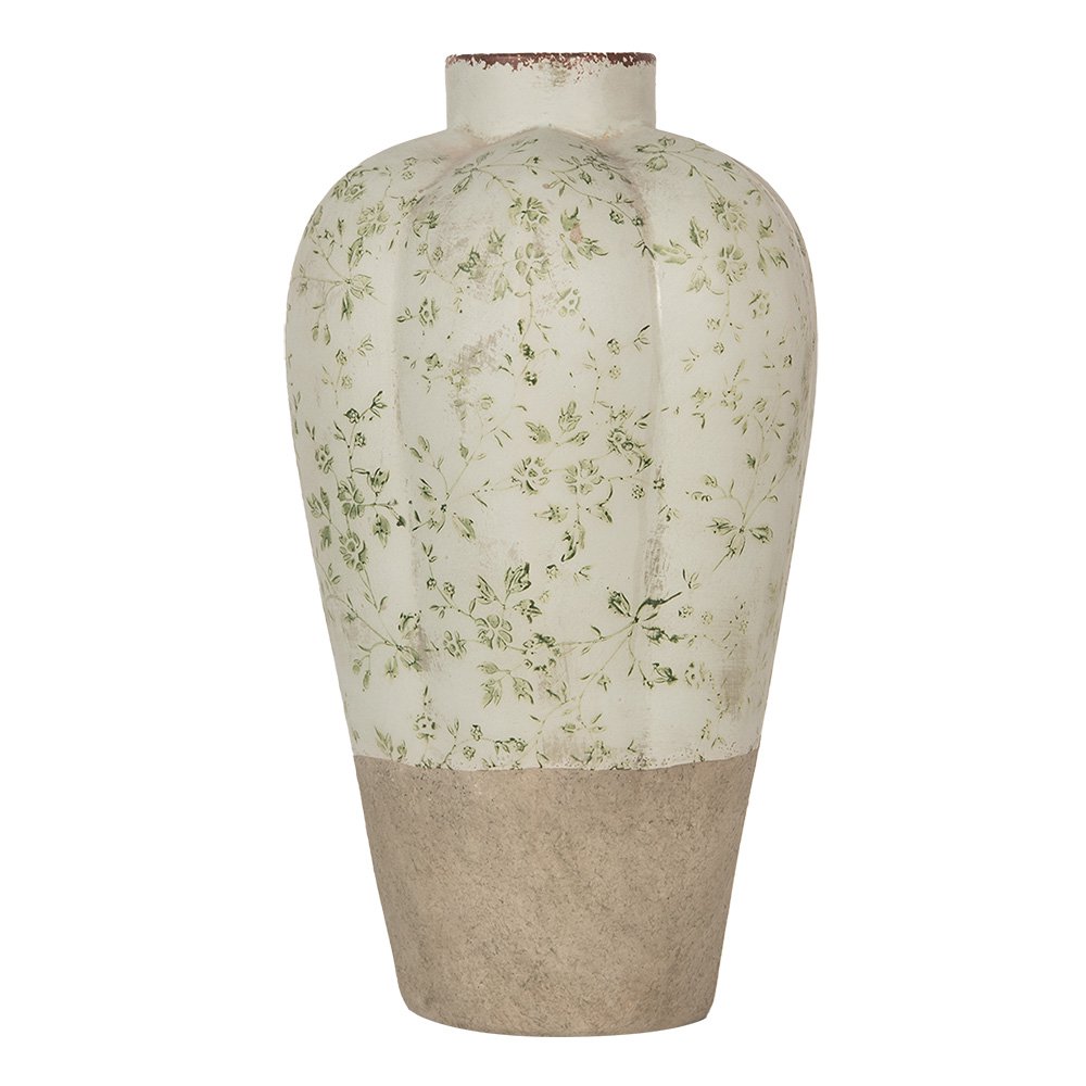 Vaas Ø 24x38 cm Beige Groen Keramiek Bloemen