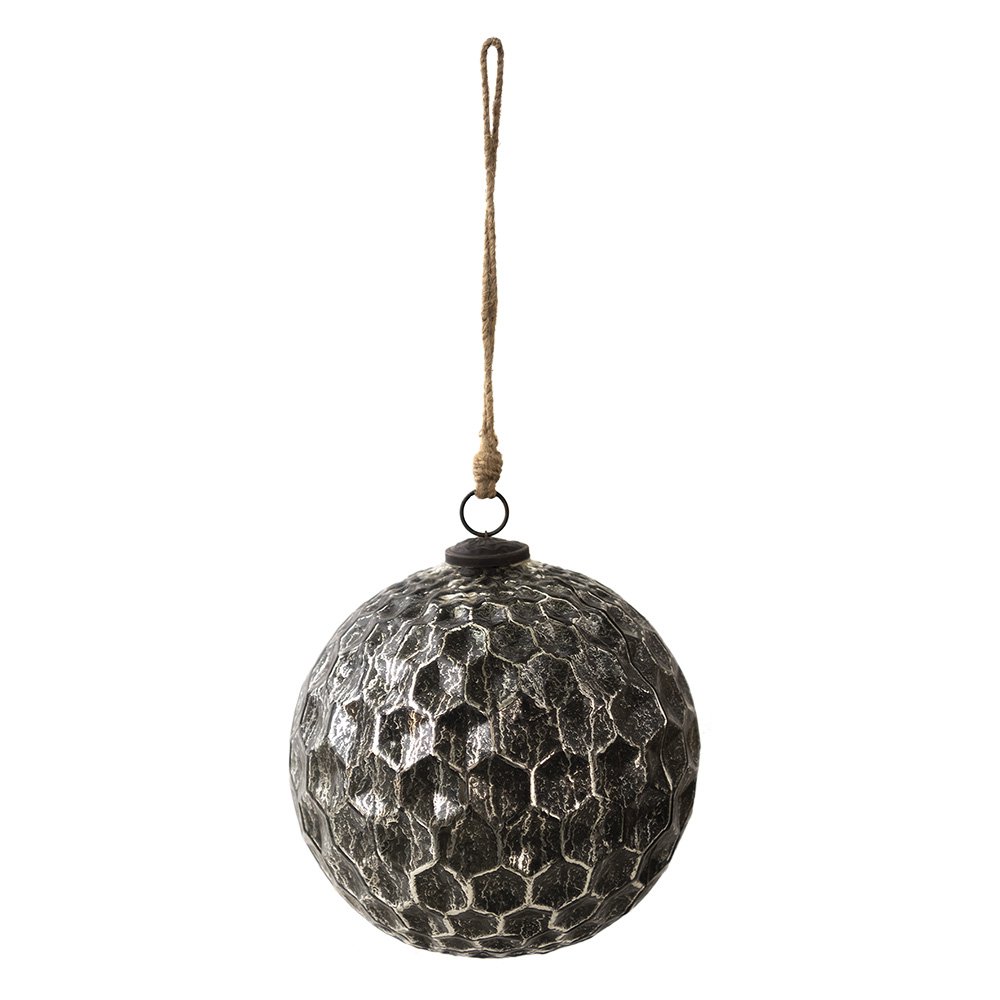 Kerstbal XL Ø 20 cm Zwart Glas Kerstdecoratie
