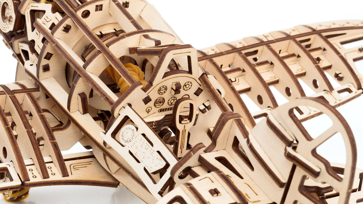 Eco Wood Art (EWA) 3D Mechanische Puzzel Airplane, 1607, 42x28,7x15,4cm