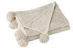 J -Line Plaid Pompon - Polyester - Beige/menthe - 170 x 130 cm