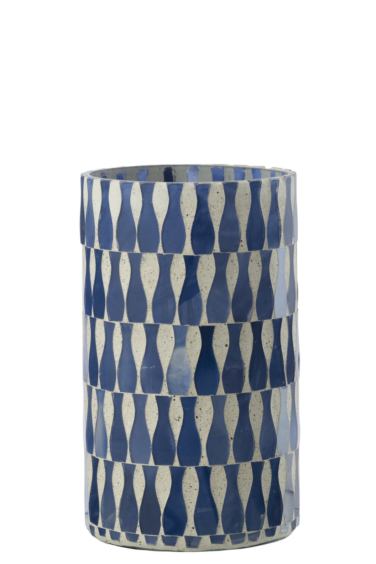 J-Line kaarshouder - glas - blauw/wit - L