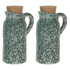 Olie en Azijnstel set van 2 Groen, Keramiek 8x6x14 cm