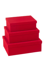 J-Line doos Rechthoekig - fluweel/papier - rood - 3 stuks
