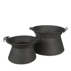 Bloempot Set van 2 Ø 28 Ø 22 cm Grijs ijzer plantenpot