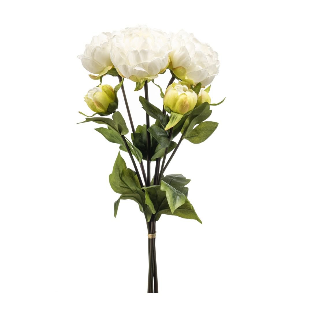 Pioen Kunstbundel x3 crème 50cm