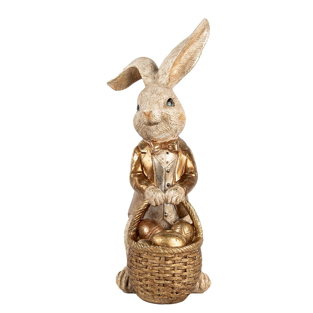 Decoratie Beeld Konijn 51 cm Beige Goudkleurig Kunststof