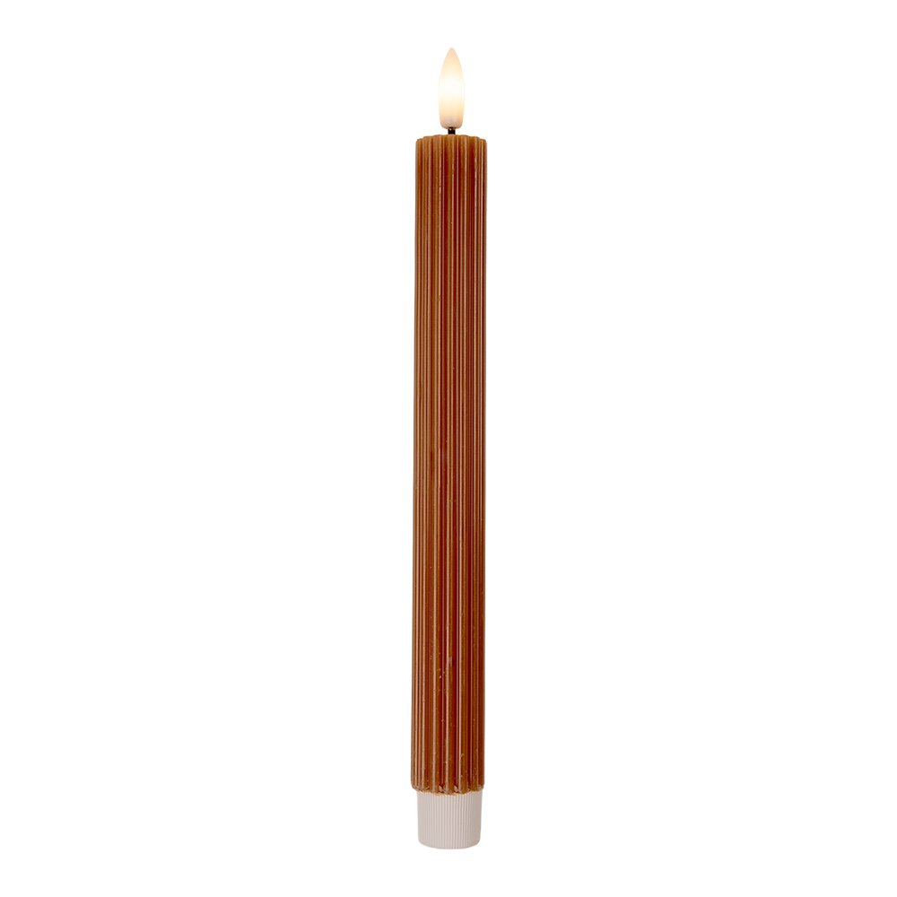 LED Dinerkaarsen set van 2 Ø 2x25 cm Bruin Wax