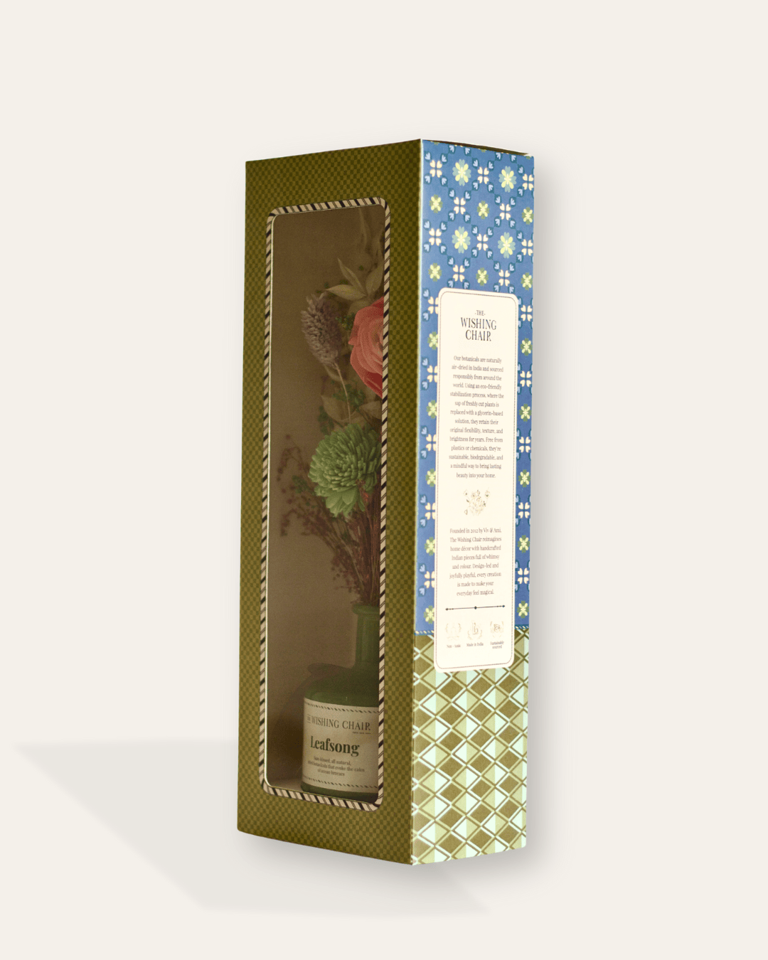 Keramische Vaas Met Gedroogde Botanische Bloemen - 28 cm H