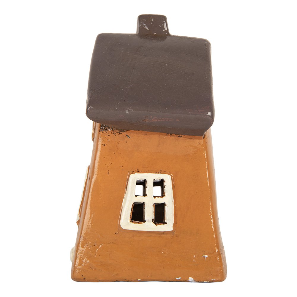 Waxinelichthouder Huis 18x13x20 cm Oranje Keramiek