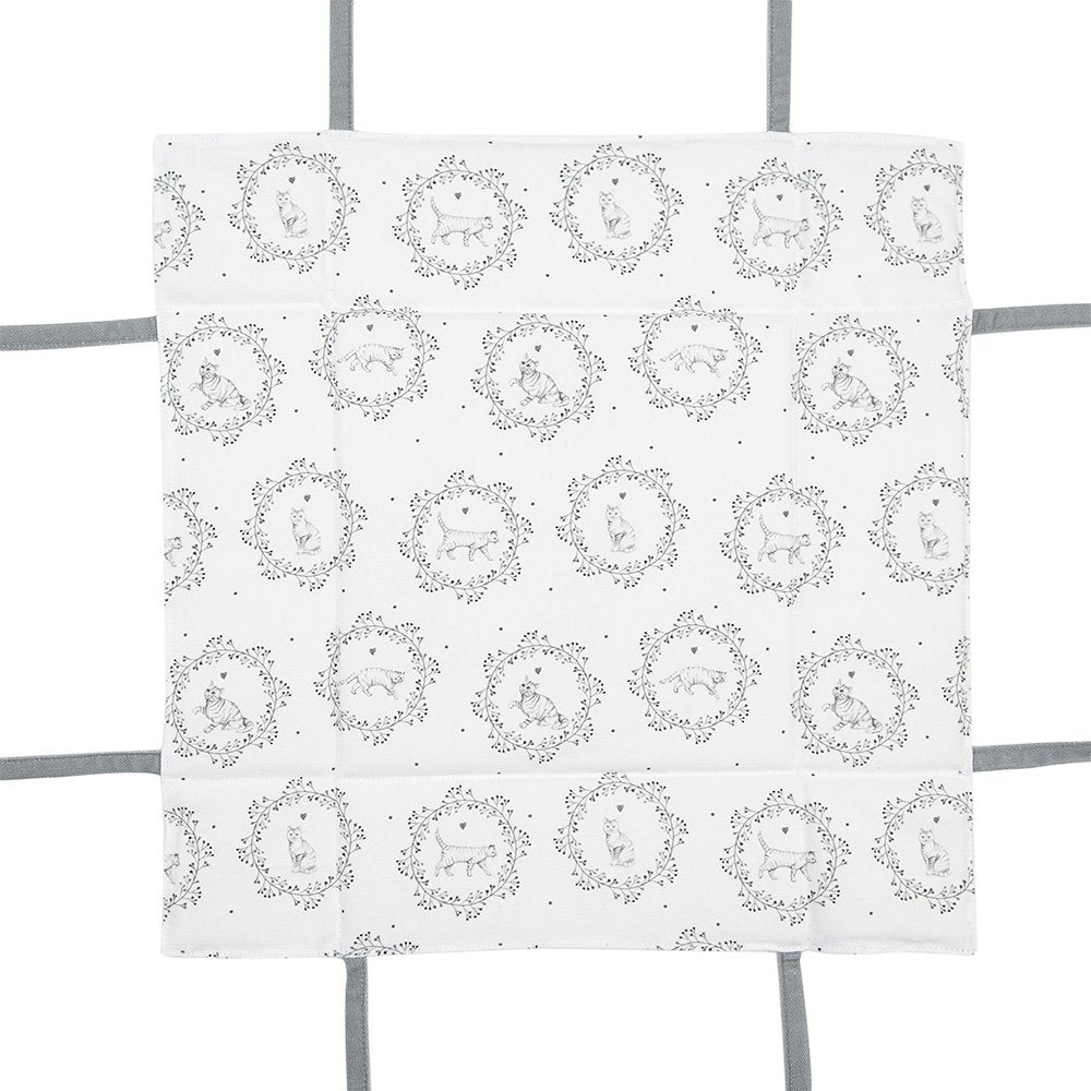 Broodmand 35x35x8 cm Wit Grijs Katoen Kat