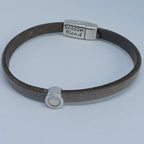 Shorty leren armband antiek verzilverd