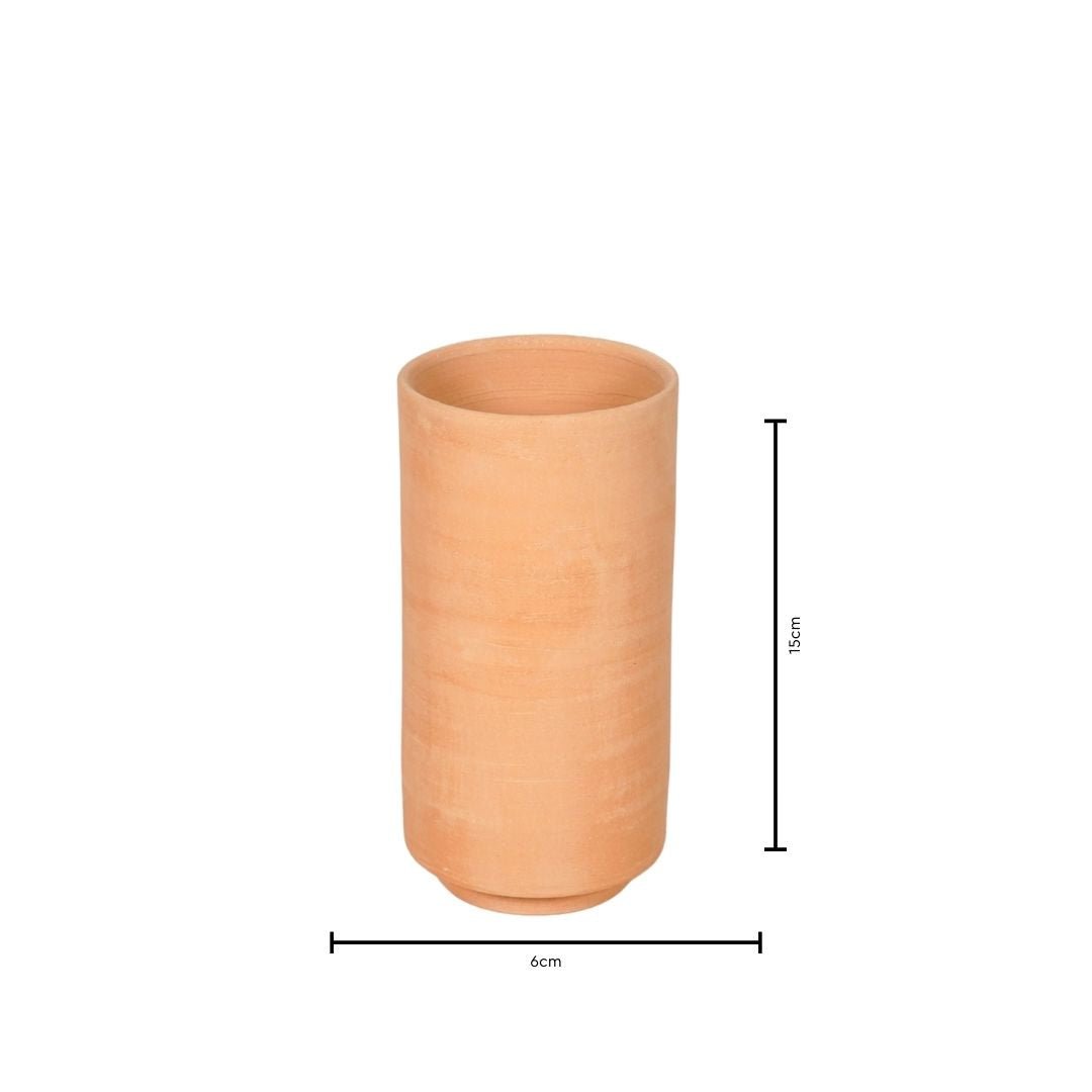 Terracotta Vaas set/3 - Klein 10cm, Medium 15cm, Groot 20cm (Ø6cm)