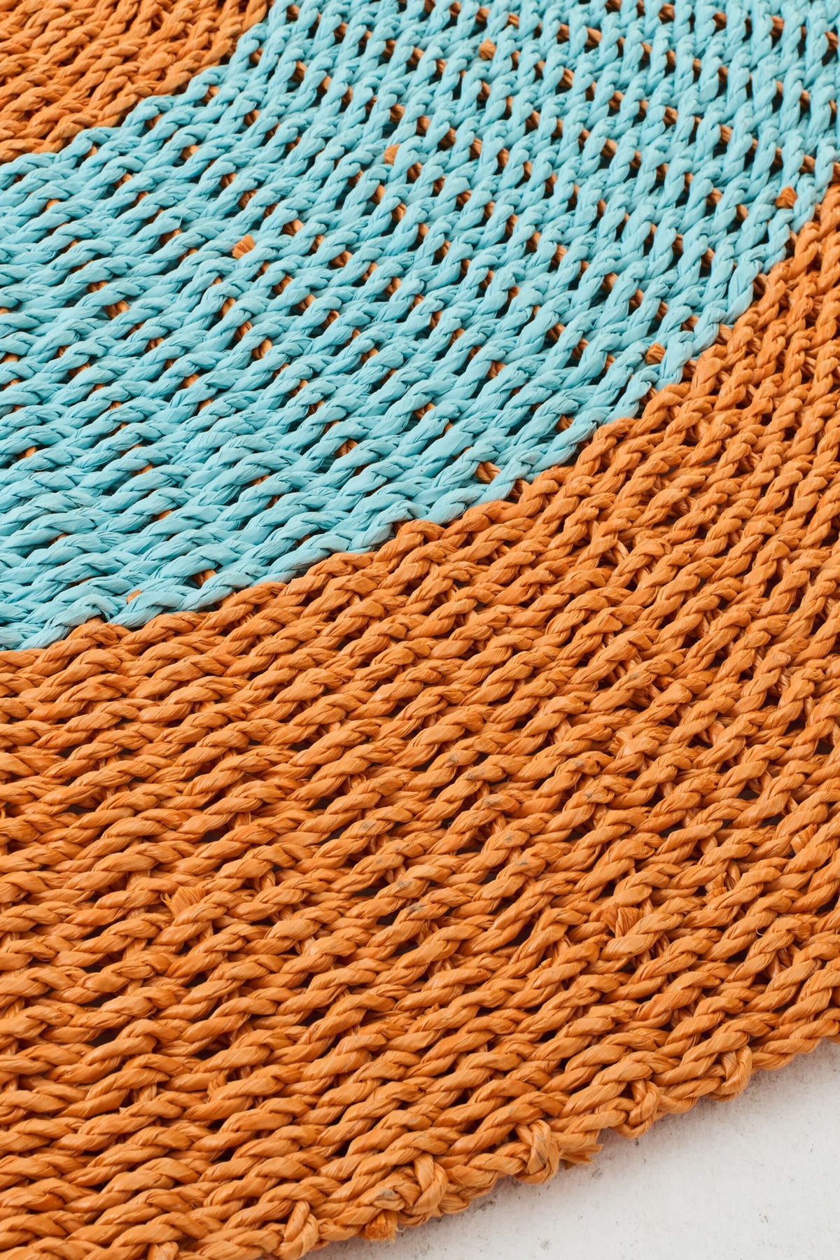 J-Line vloerkleed Gestreept - zeegras - oranje/blauw