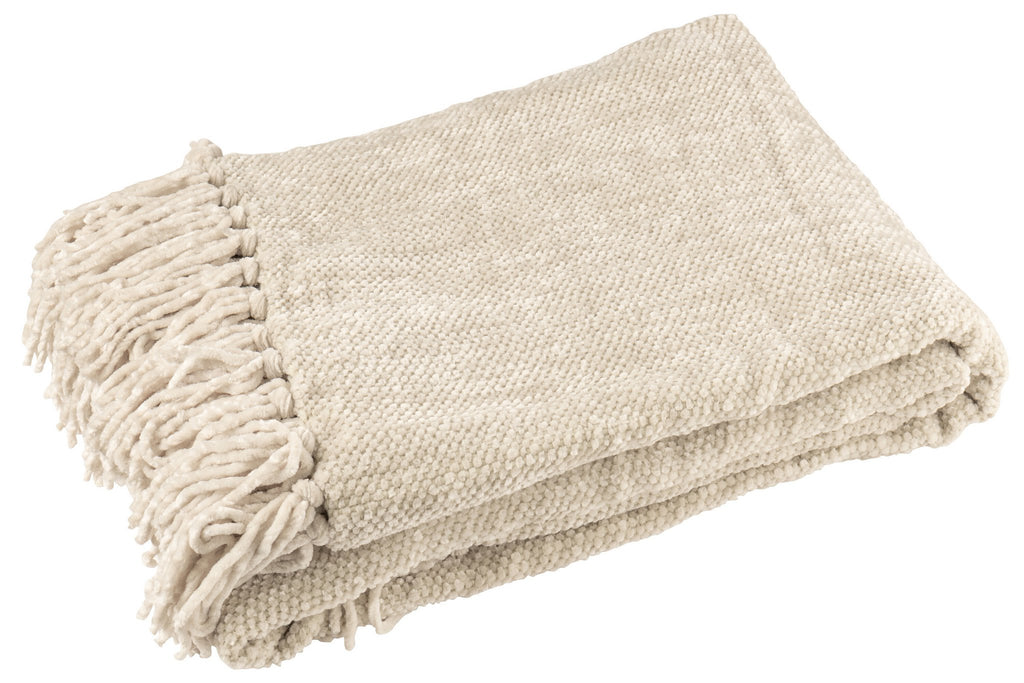 J-Line deken Chenille - polyester - grijs