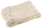 J-Line deken Chenille - polyester - grijs