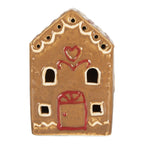 Gingerbread house met LED 7x6x9 cm Bruin Keramiek
