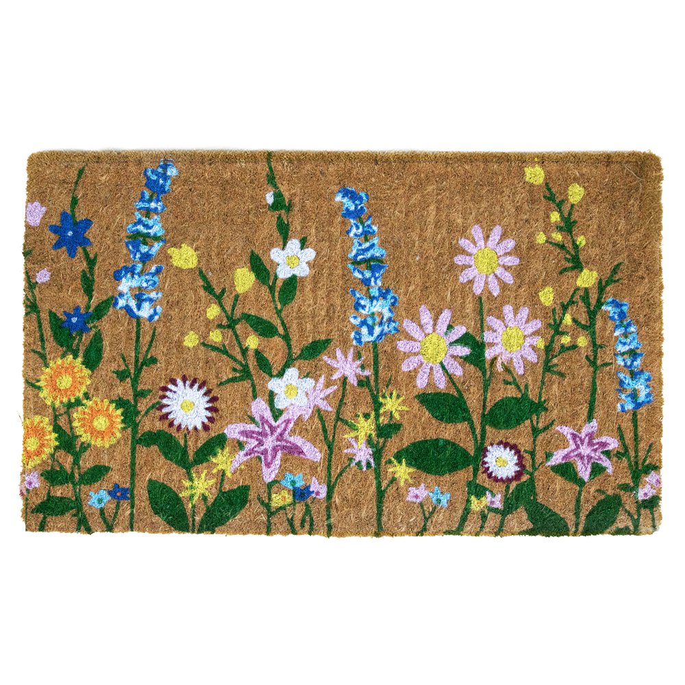 Kokosmat handgeweven wilde bloemen 75cm