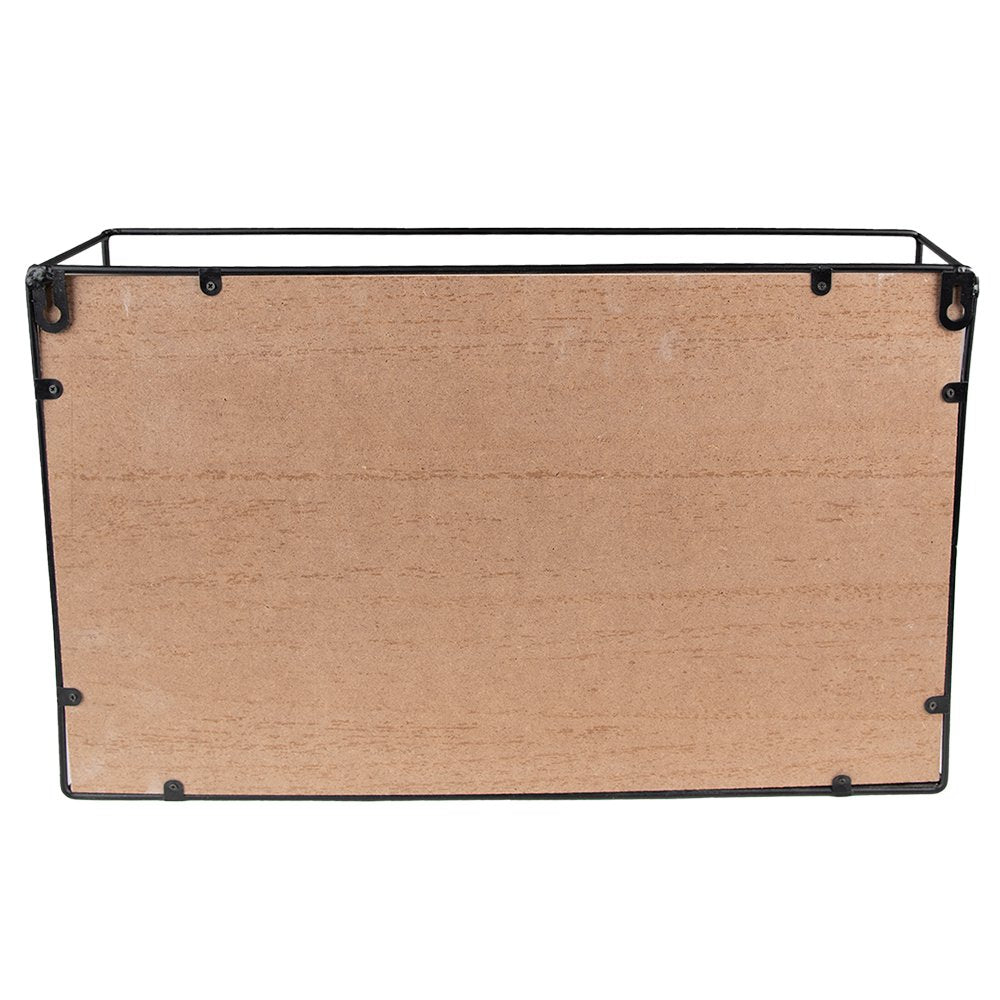 Wandrek 46x10x28 cm Zwart Bruin MDF Wereldkaart Wandplank