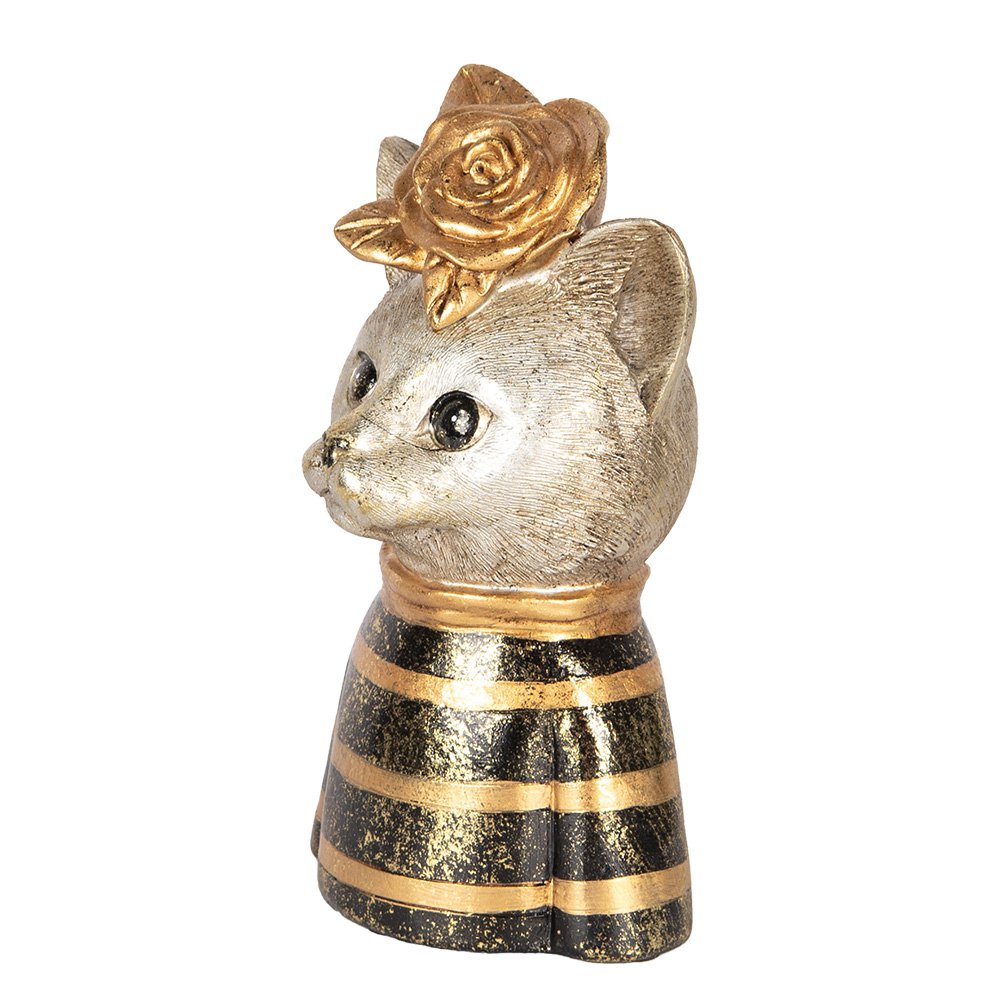 Decoratie Beeld Kat 11x9x18 cm Goudkleurig Bruin Kunststof