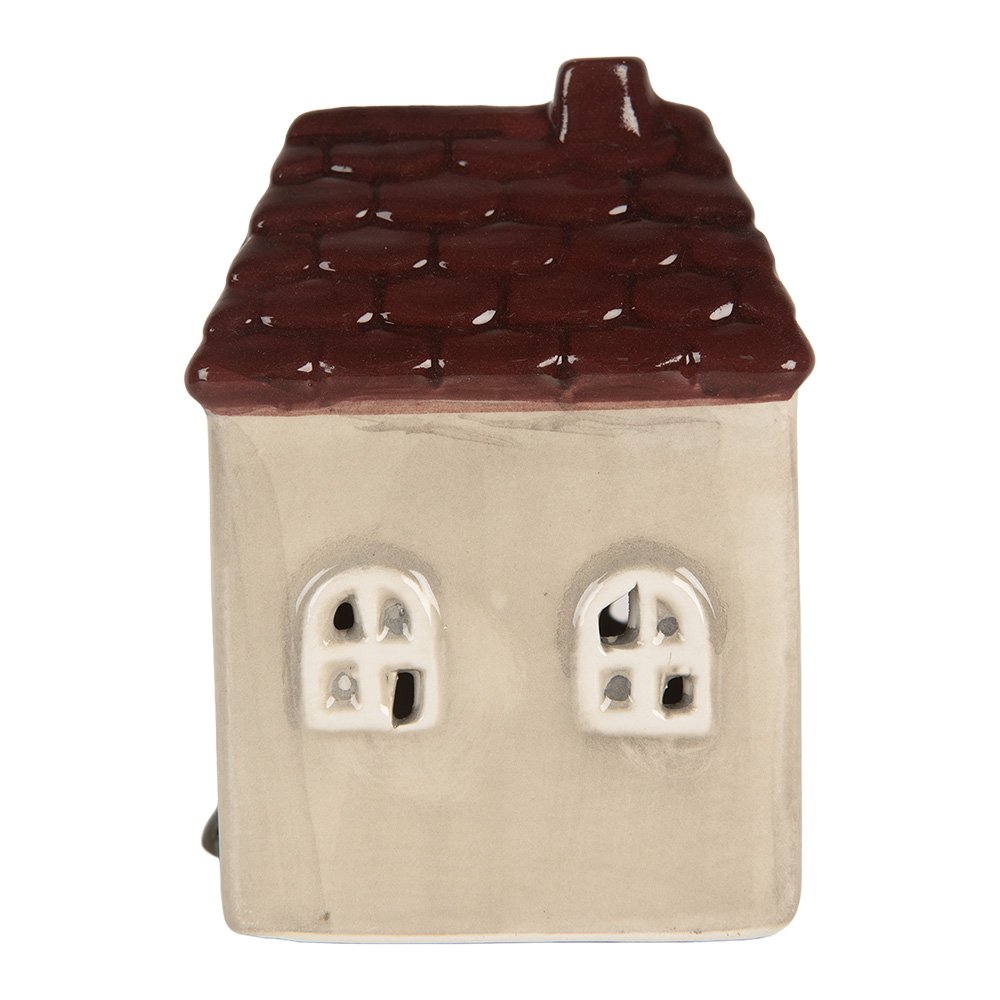 Decoratie Huis met LED LED 7x6x10 cm Beige Keramiek