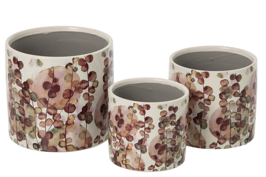 J-Line Bloempot - keramiek - donkerrood/wit - large