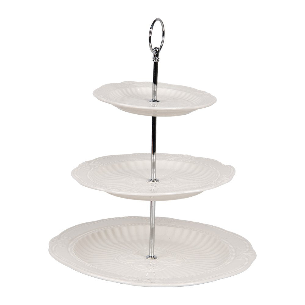 Etagère 3 laags Ø 26x31 cm Wit Keramiek