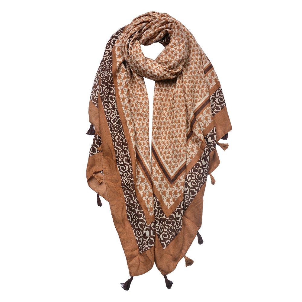 Sjaal Dames Print 90x180 cm Bruin Synthetisch Shawl Dames