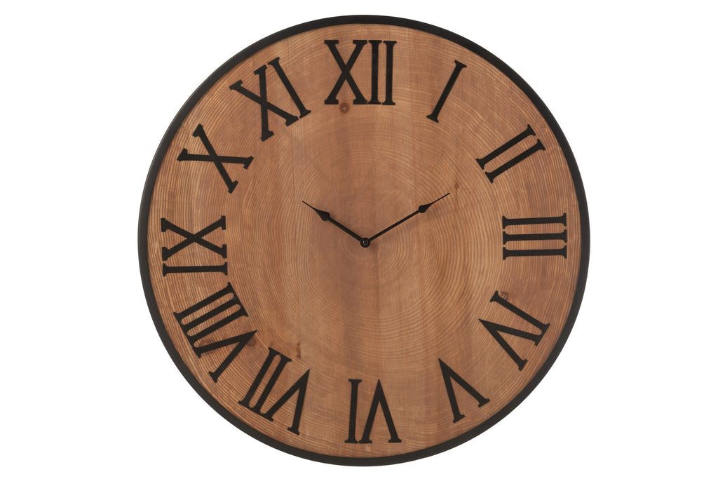 J-Line klok Nue - mdf/ijzer - naturel - large - Ø 60 cm