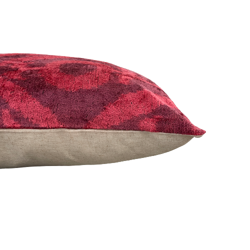 Velvet Ikat Kussen Burgundy 60x40 cm