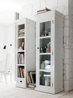 Vitrinekast wit smal - 70bx40dx190h - mahoniehout
