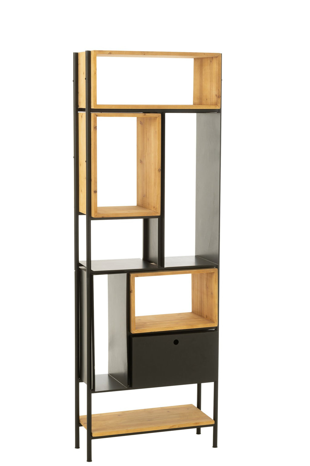 J-Line Schap Tina Hout/Ijzer Zwart/Naturel Small