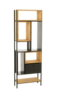 J-Line Schap Tina Hout/Ijzer Zwart/Naturel Small