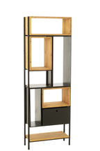 J-Line Schap Tina Hout/Ijzer Zwart/Naturel Small