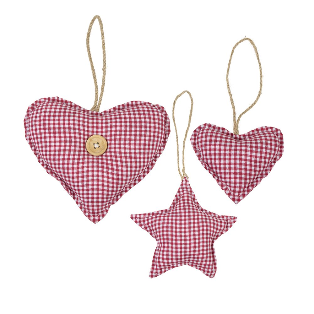 Hanger katoen hart donker rood knoop 16cm