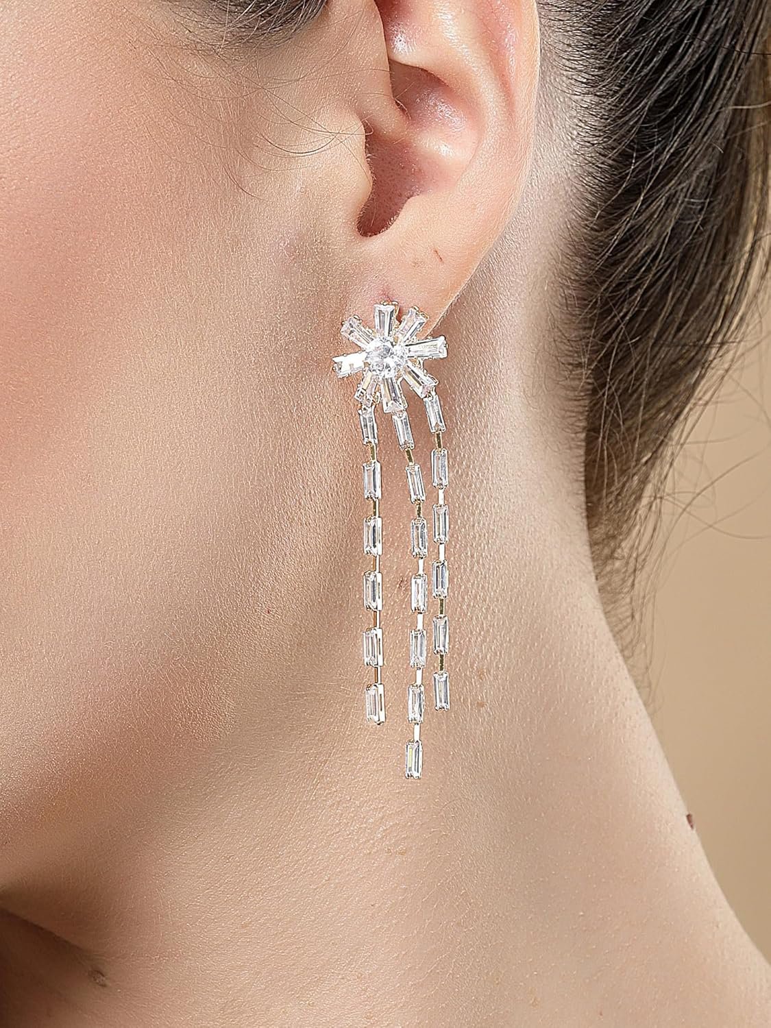 Oorbellen met bloemvormige zirkonia – mode-sieraden – verguld – paar