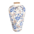 Vaas Ø 24x40 cm Beige Blauw Keramiek Bloemen