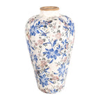 Vaas Ø 24x40 cm Beige Blauw Keramiek Bloemen