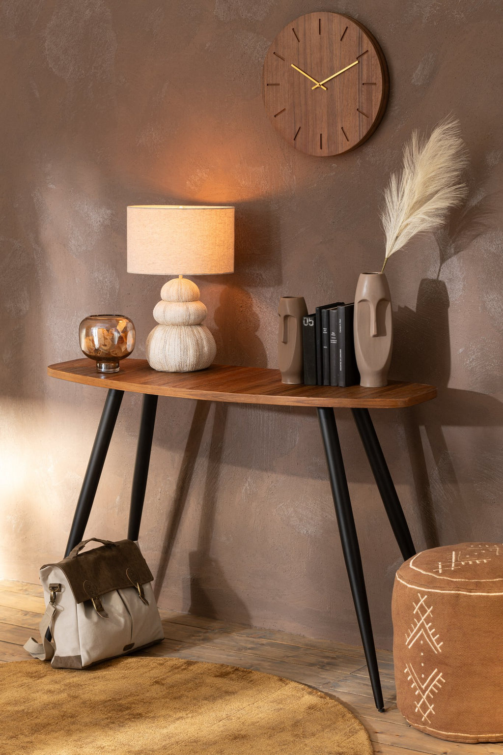 J-Line console Ovaal - gerecycleerd hout - naturel