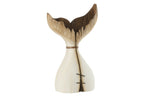 J-Line decoratie Walvis Staart - hout - naturel/wit - L