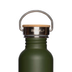 RVS drinkfles lekvrij bamboe dop Green 750 ml