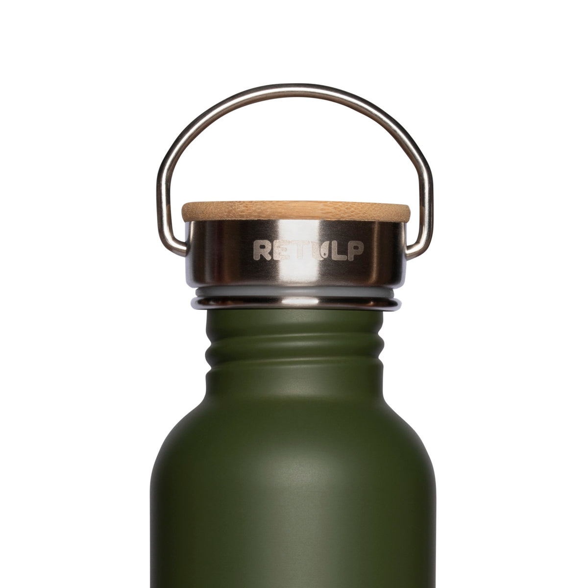 RVS drinkfles lekvrij bamboe dop Green 750 ml