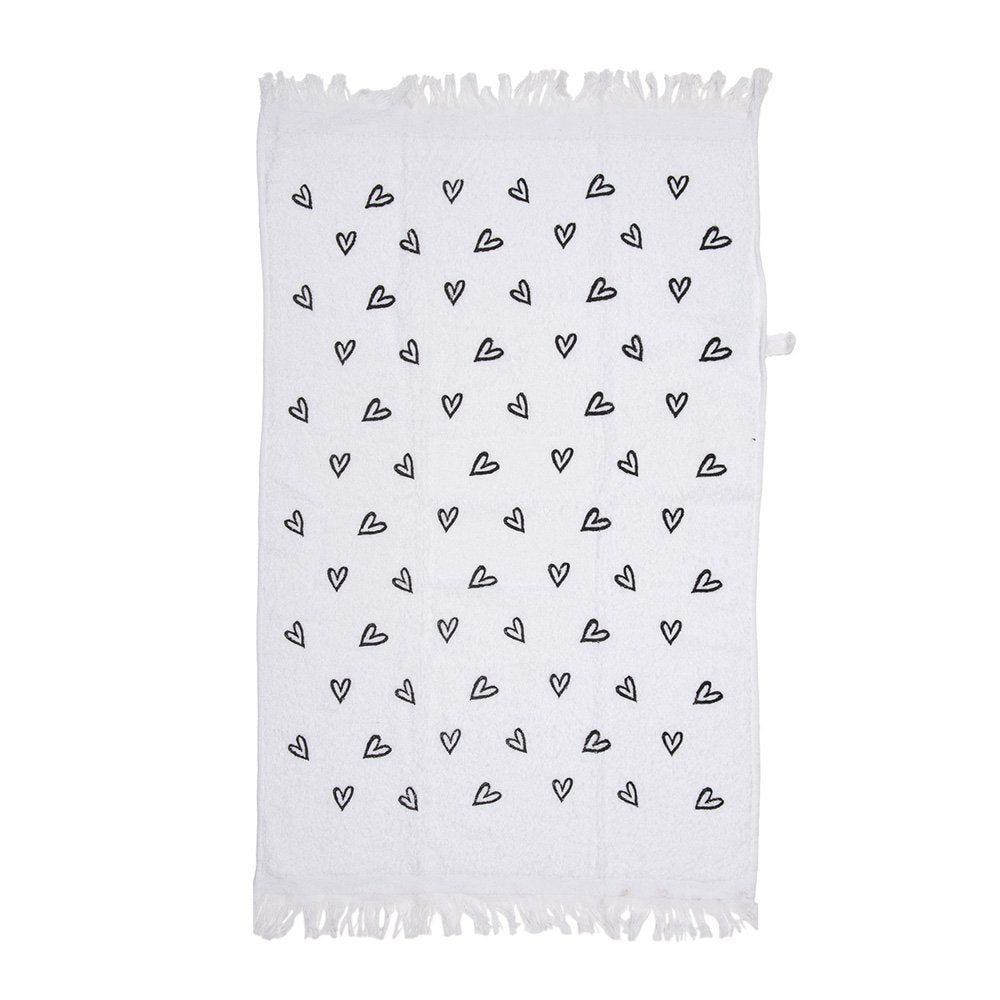 Gastendoekje 40x66 cm Wit Katoen Hartjes